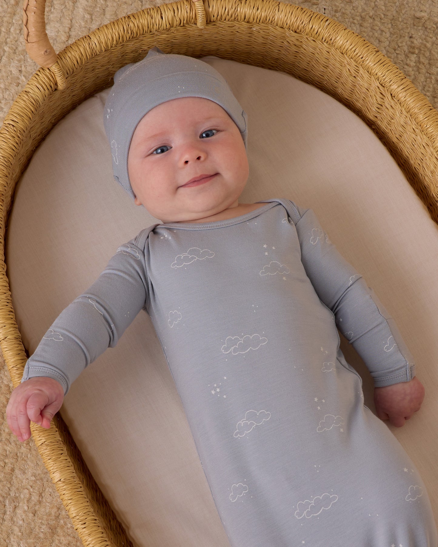 Quincy Mae - Bamboo Baby Gown + Hat Set - Clouds