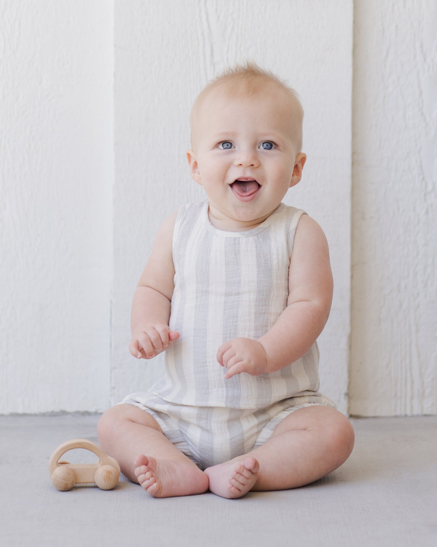 Quincy Mae - Woven Tank + Short Set - Sky Stripe