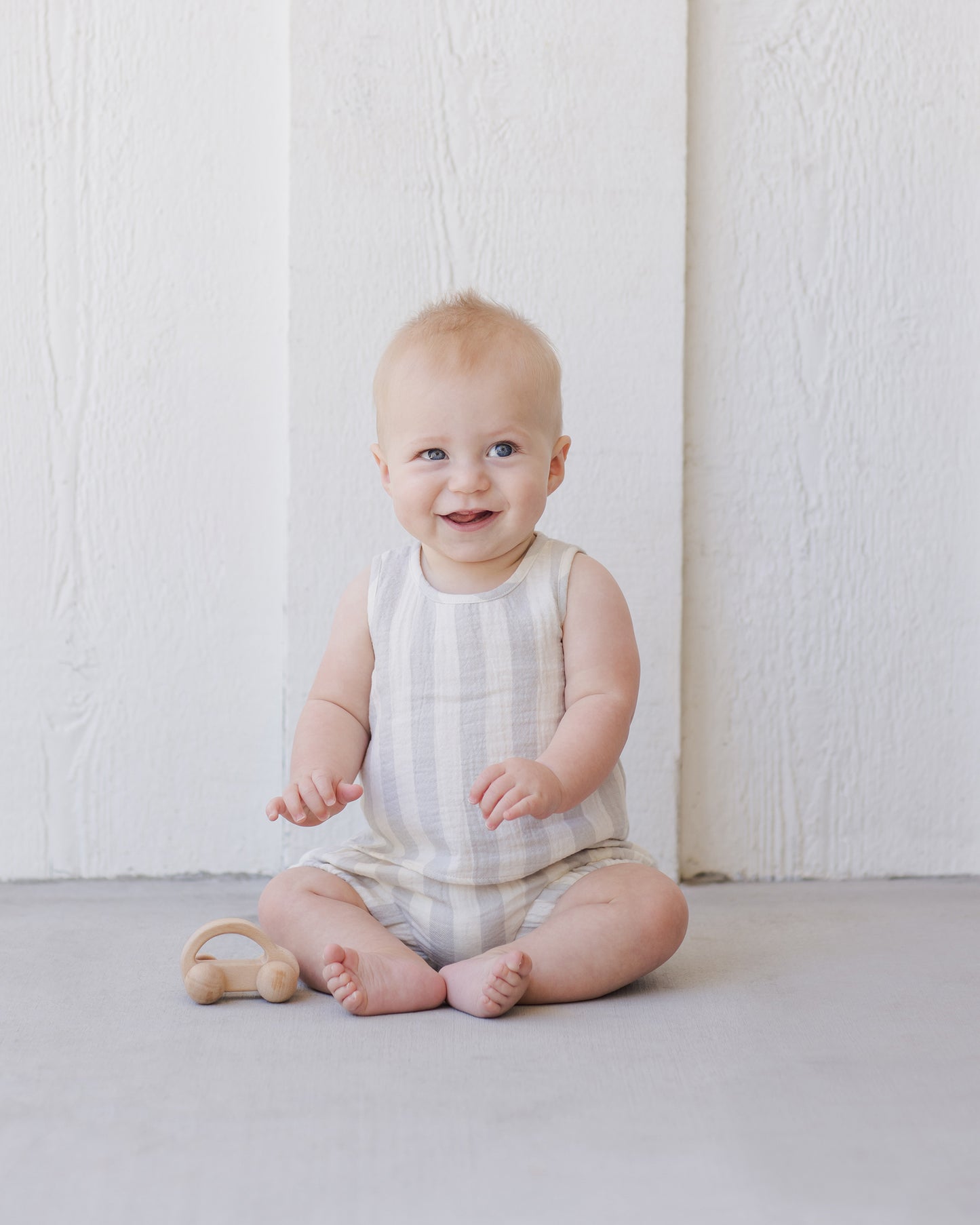 Quincy Mae - Woven Tank + Short Set - Sky Stripe