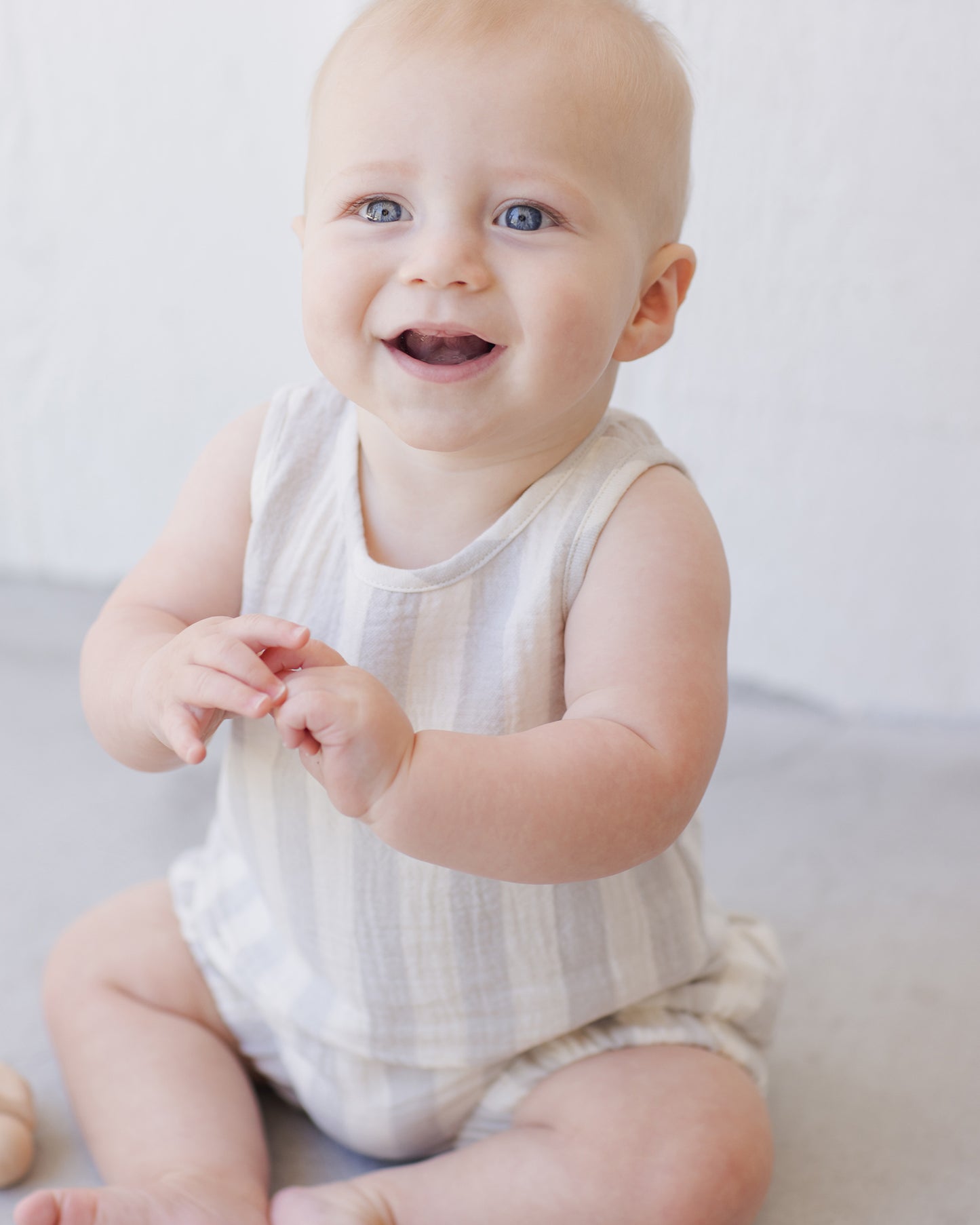 Quincy Mae - Woven Tank + Short Set - Sky Stripe