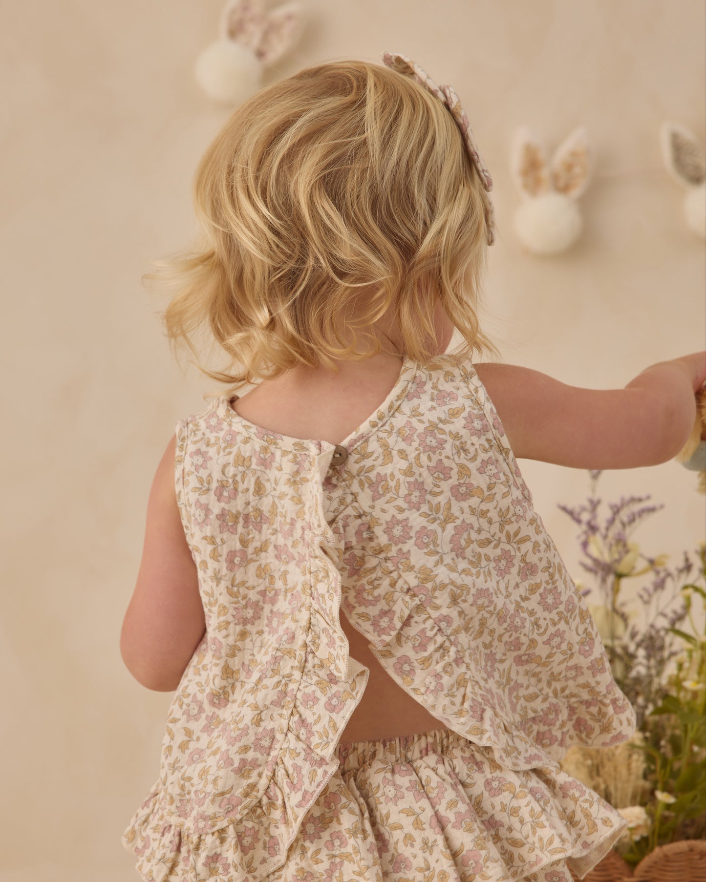 Quincy Mae - Ruffled Tulip Top + Bloomer Set - Dahlia
