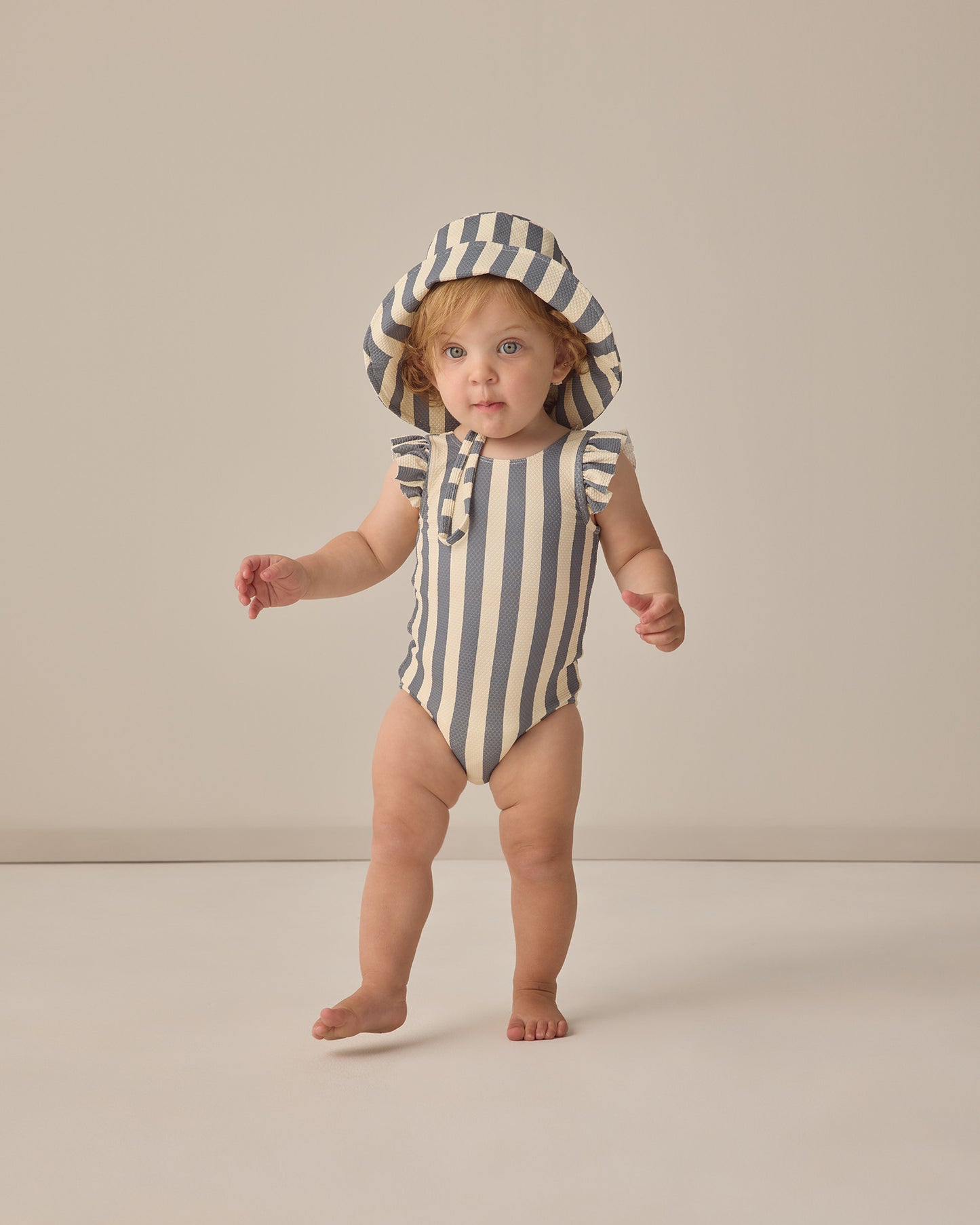 Quincy Mae - Scoop Back One-Piece Swimsuit - Retro Ocean Stripe