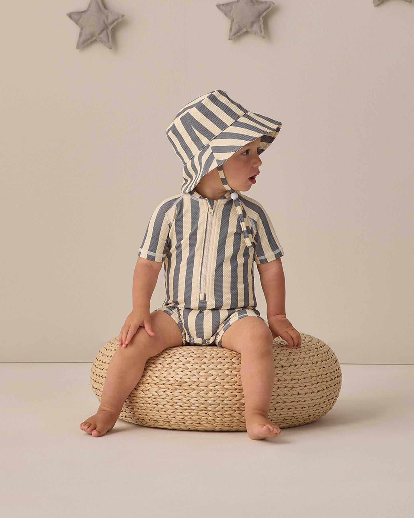 Quincy  Mae - Bucket Hat - Retro Stripe Ocean