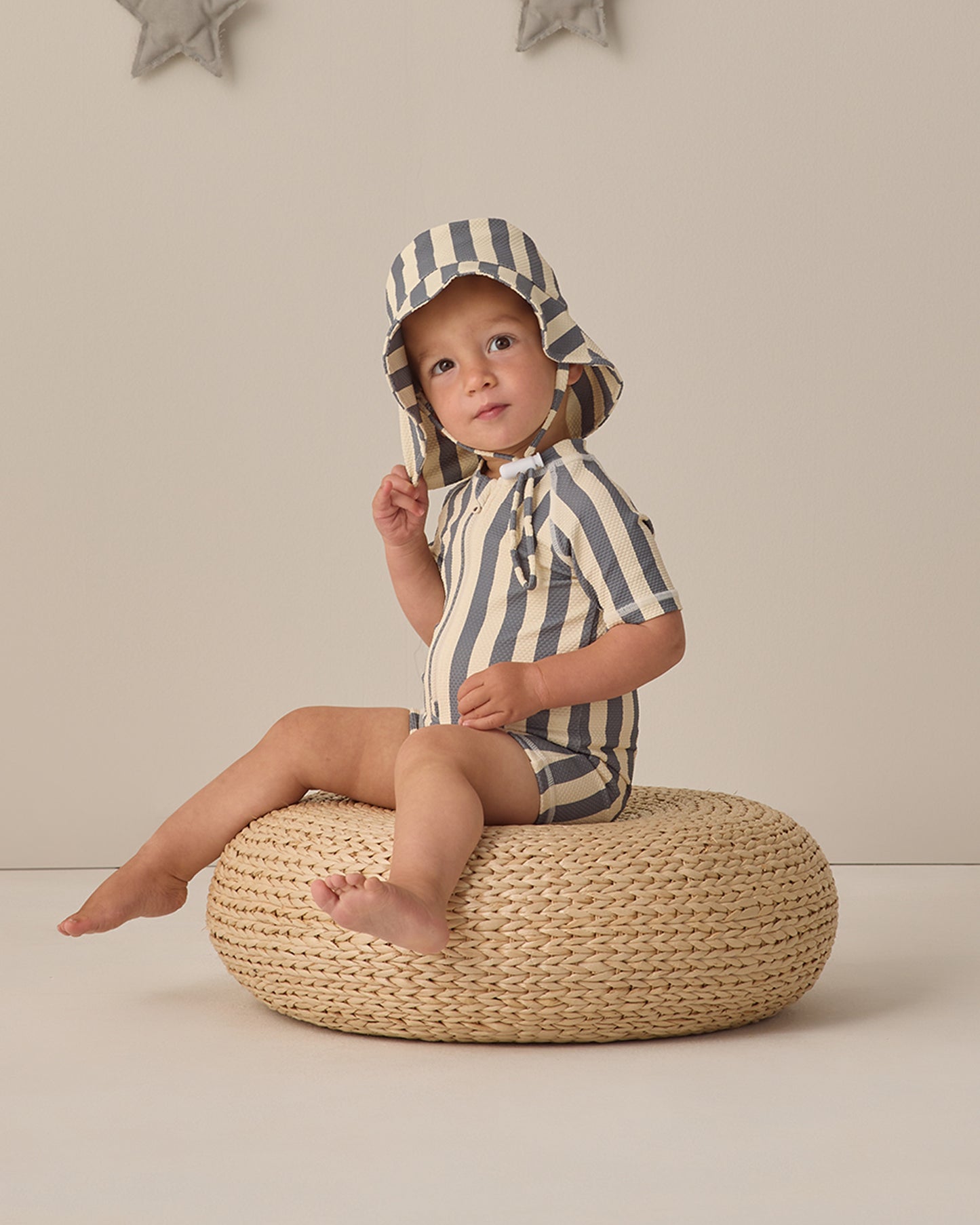 Quincy  Mae - Bucket Hat - Retro Stripe Ocean