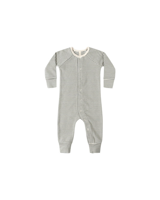 Quincy Mae - Pointelle Long John - Forest Stripe