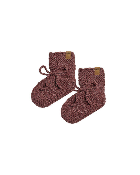 Quincy Mae - Knit Booties - Plum Heathered