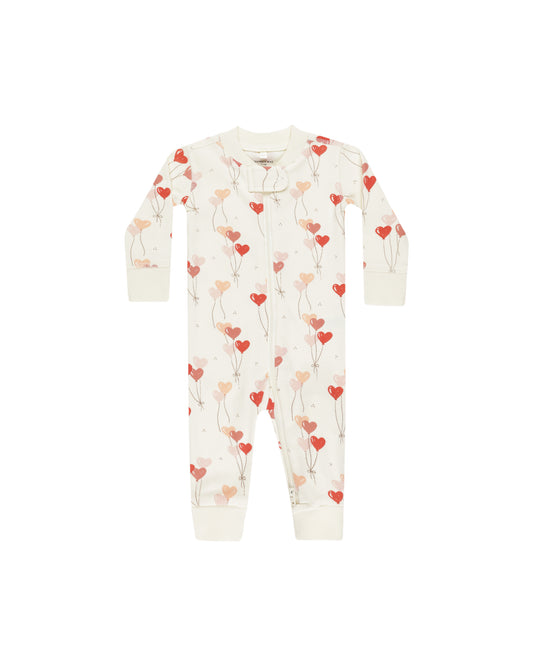 Quincy Mae - Zip Long Sleeve Sleeper - Heart Balloons