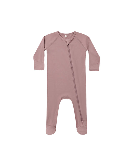 Quincy Mae - Bamboo Zip Footie - Mulberry