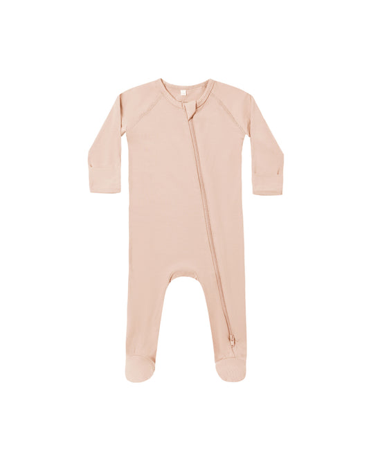 Quincy Mae - Bamboo Zip Footie - Dusty Rose