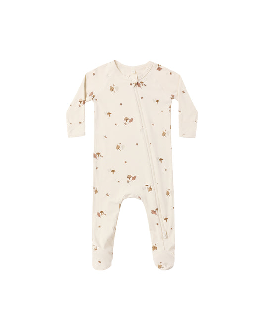 Quincy Mae - Bamboo Zip Footie - Woodland