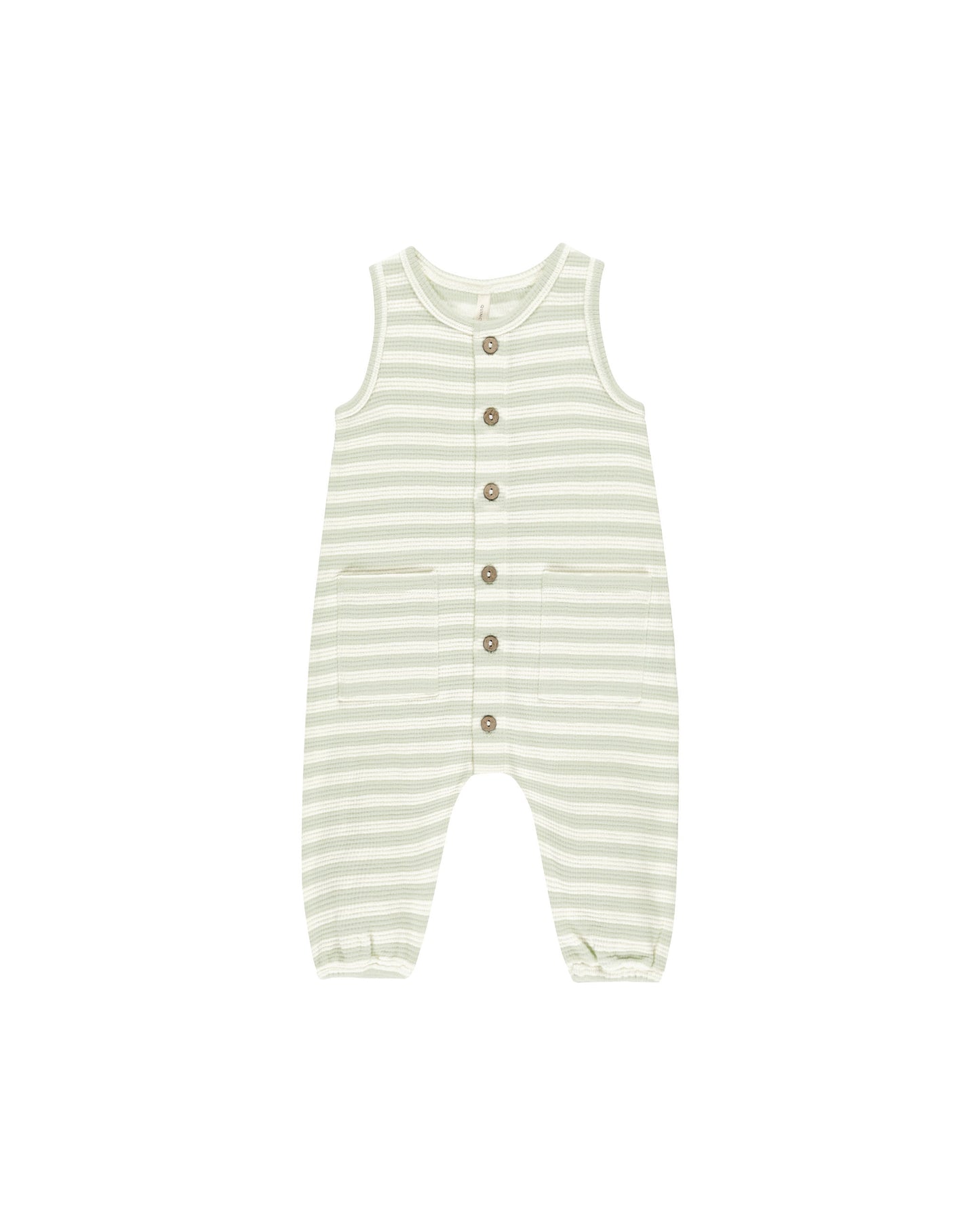 Quincy Mae - Waffle Jumpsuit - Mint Stripe