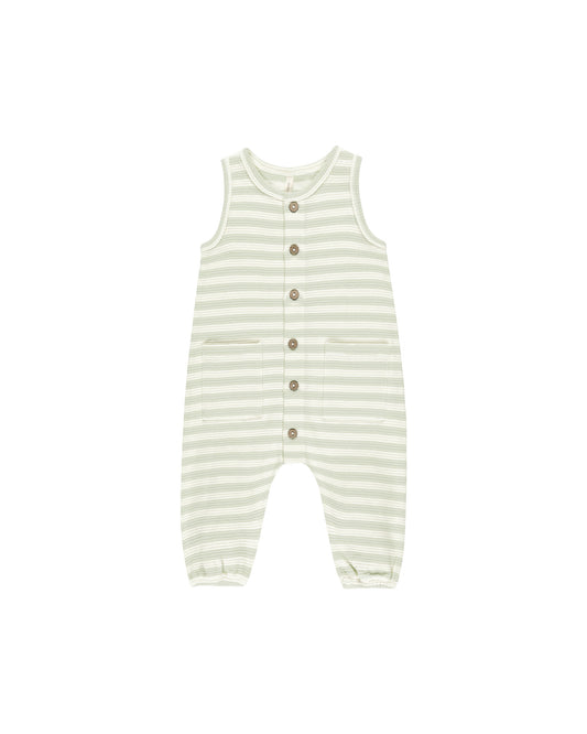 Quincy Mae - Waffle Jumpsuit - Mint Stripe