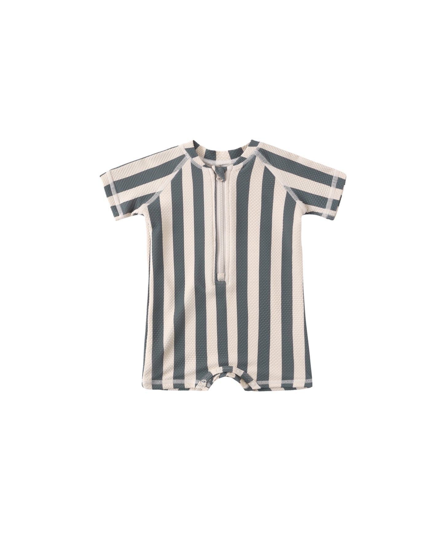Quincy Mae - Zip Rashguard One-Piece - Retro Ocean Stripe