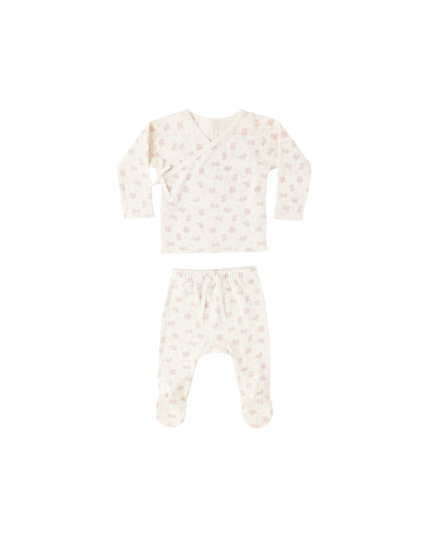 Quincy Mae - Wrap Top + Footed Pant Set - Flower Field