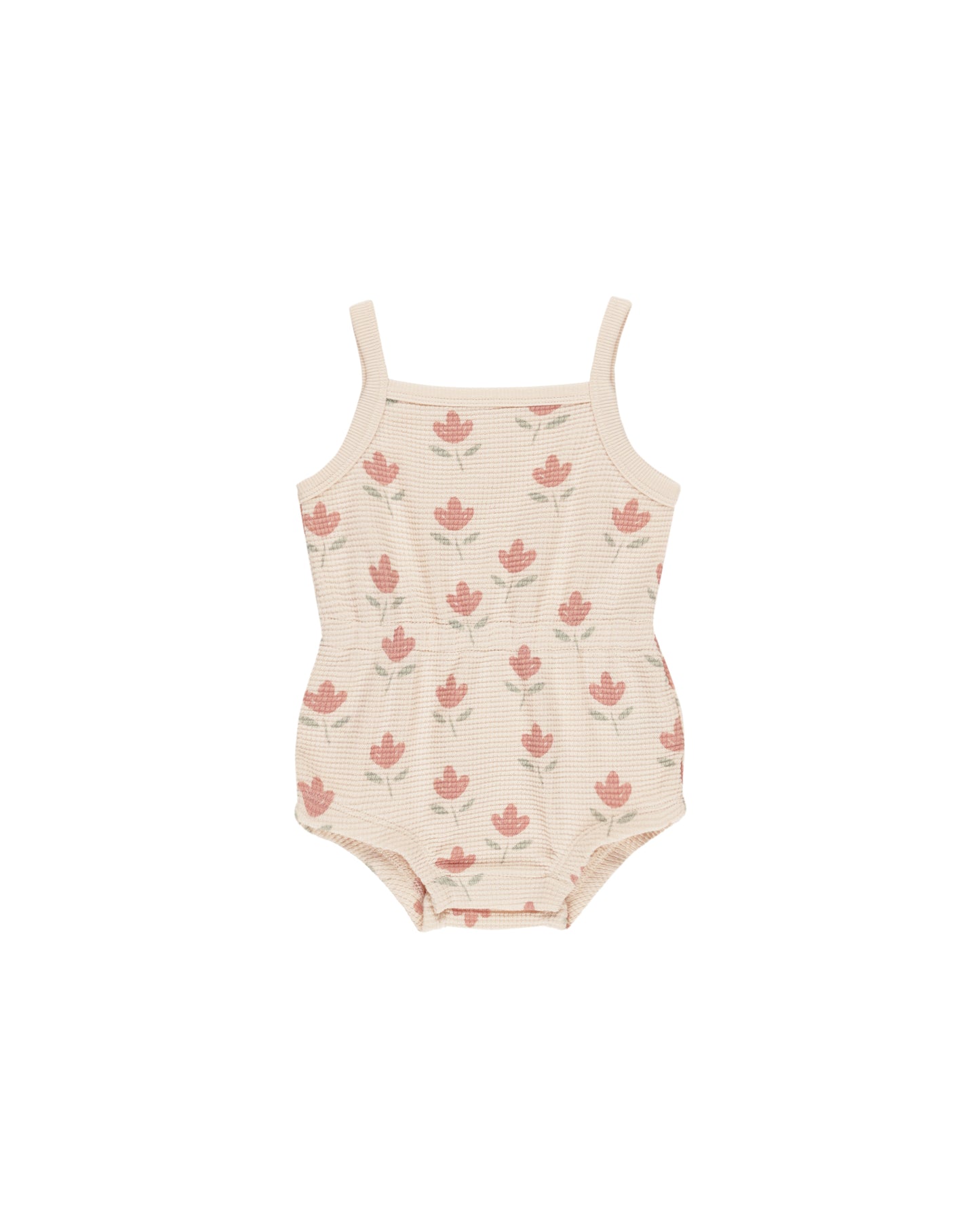 Quincy Mae - Waffle Cinch Romper - Tulips