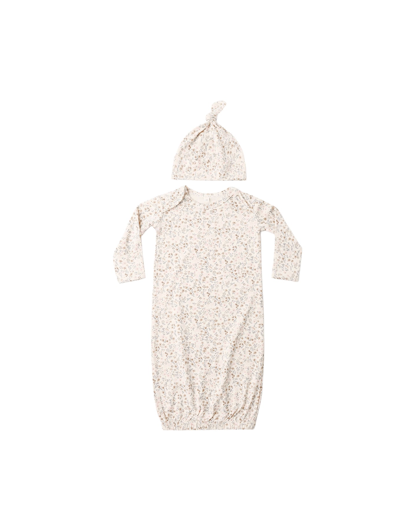 Quincy Mae - Bamboo Baby Gown + Hat set - Bloom