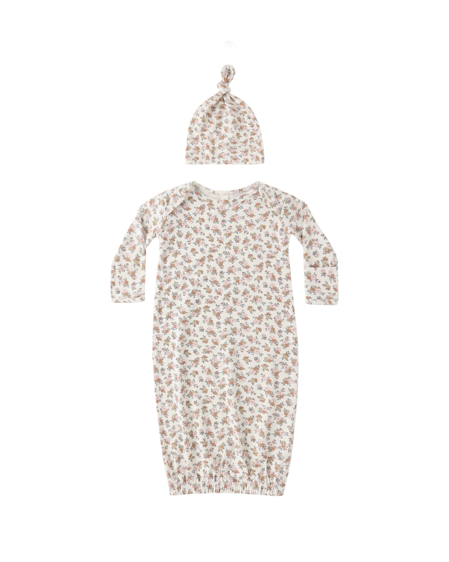 Quincy Mae - Bamboo Baby Gown + Hat Set - Wildflower