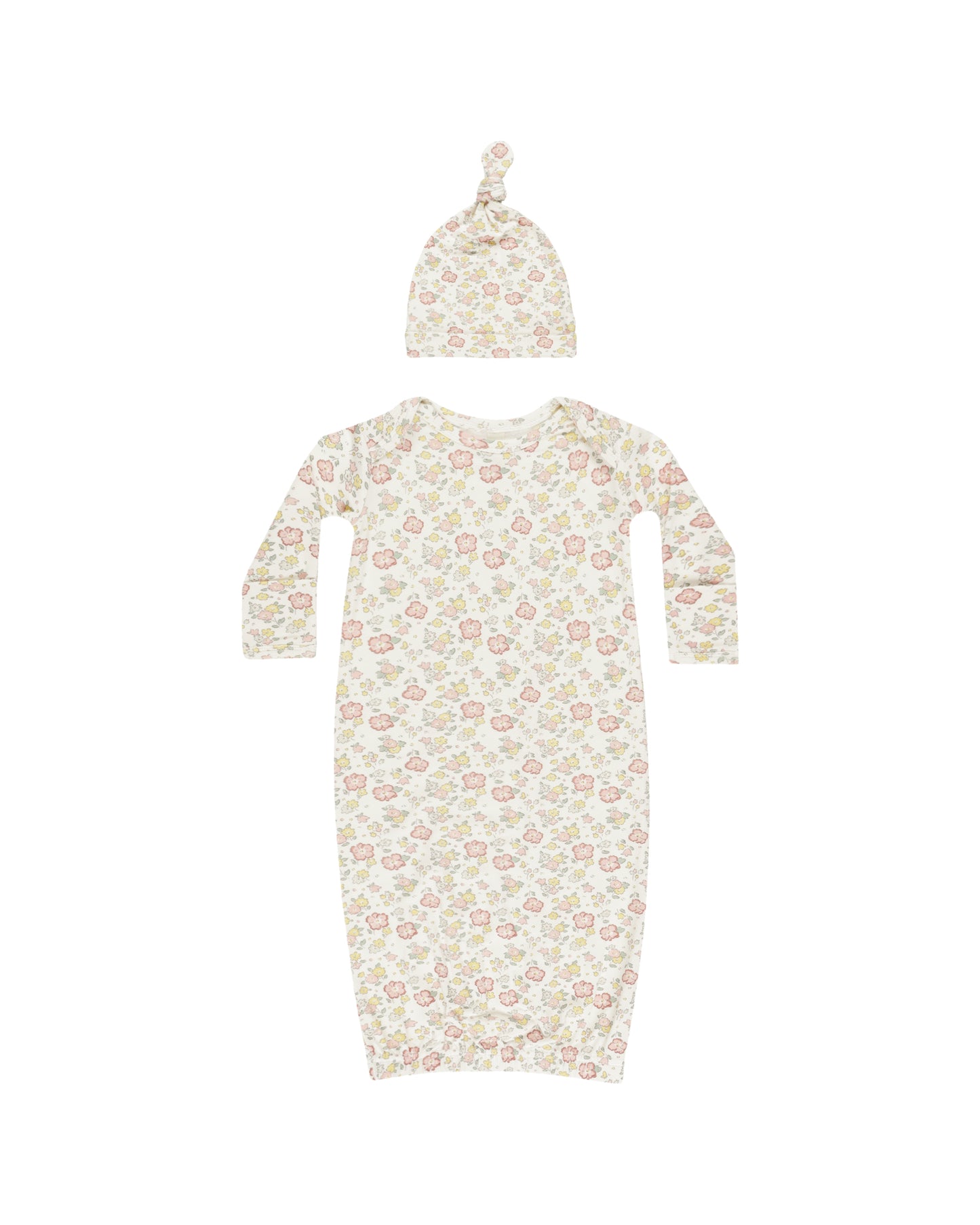 Quincy Mae - Bamboo Baby Gown + Hat Set - Bloom