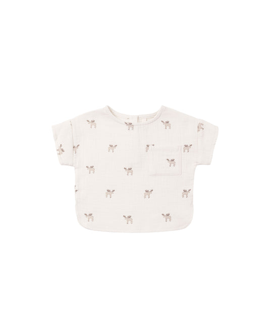 Quincy Mae - Woven Boxy Top - Moose