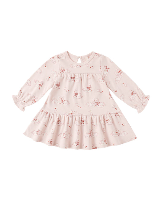Quincy Mae - Tiered Jersey Dress - Swans