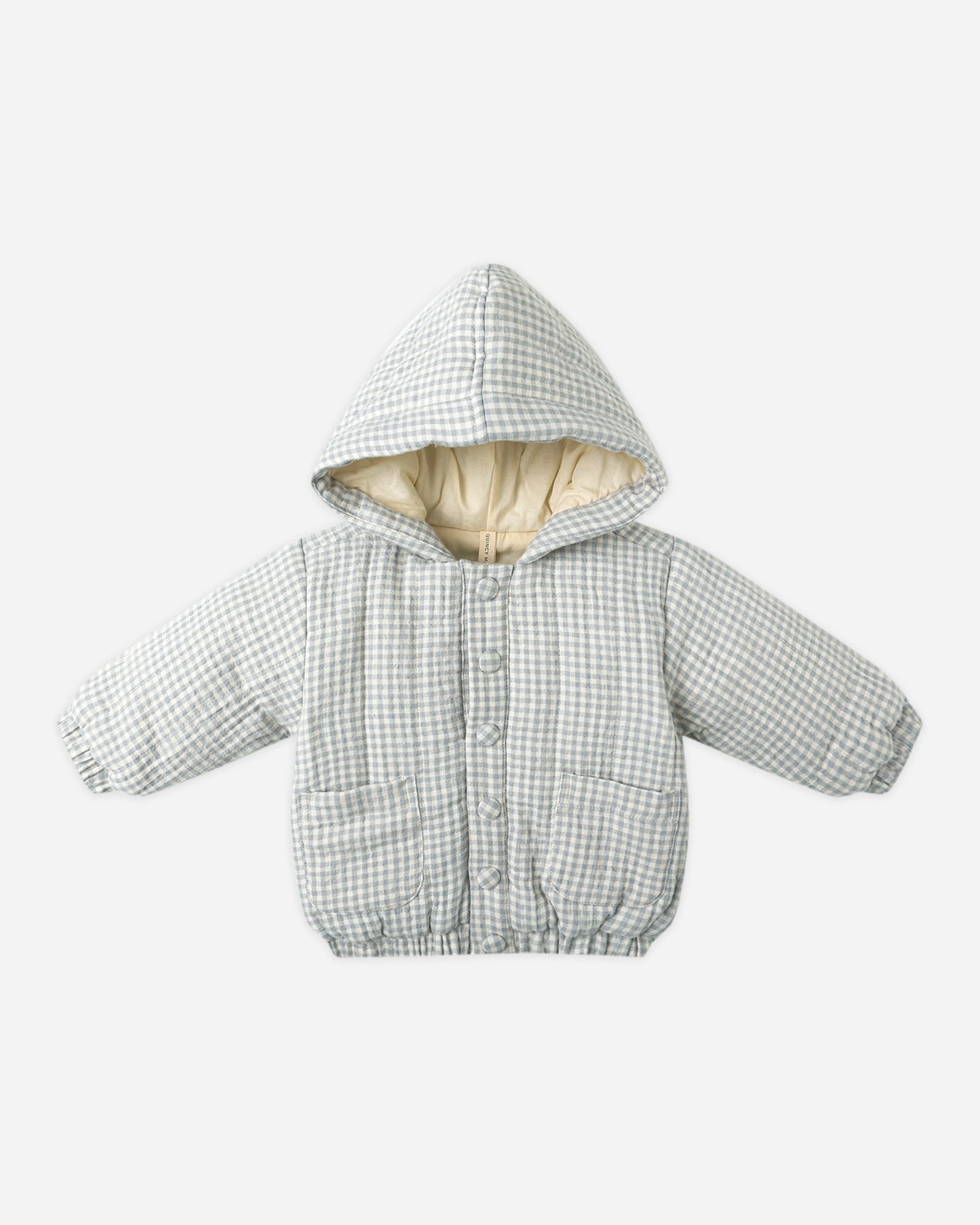 Quincy Mae - Hooded Woven Jacket - Blue Gingham
