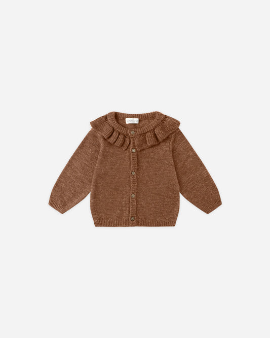 Quincy Mae - Ruffle Collar Cardigan - Heathered Cedar