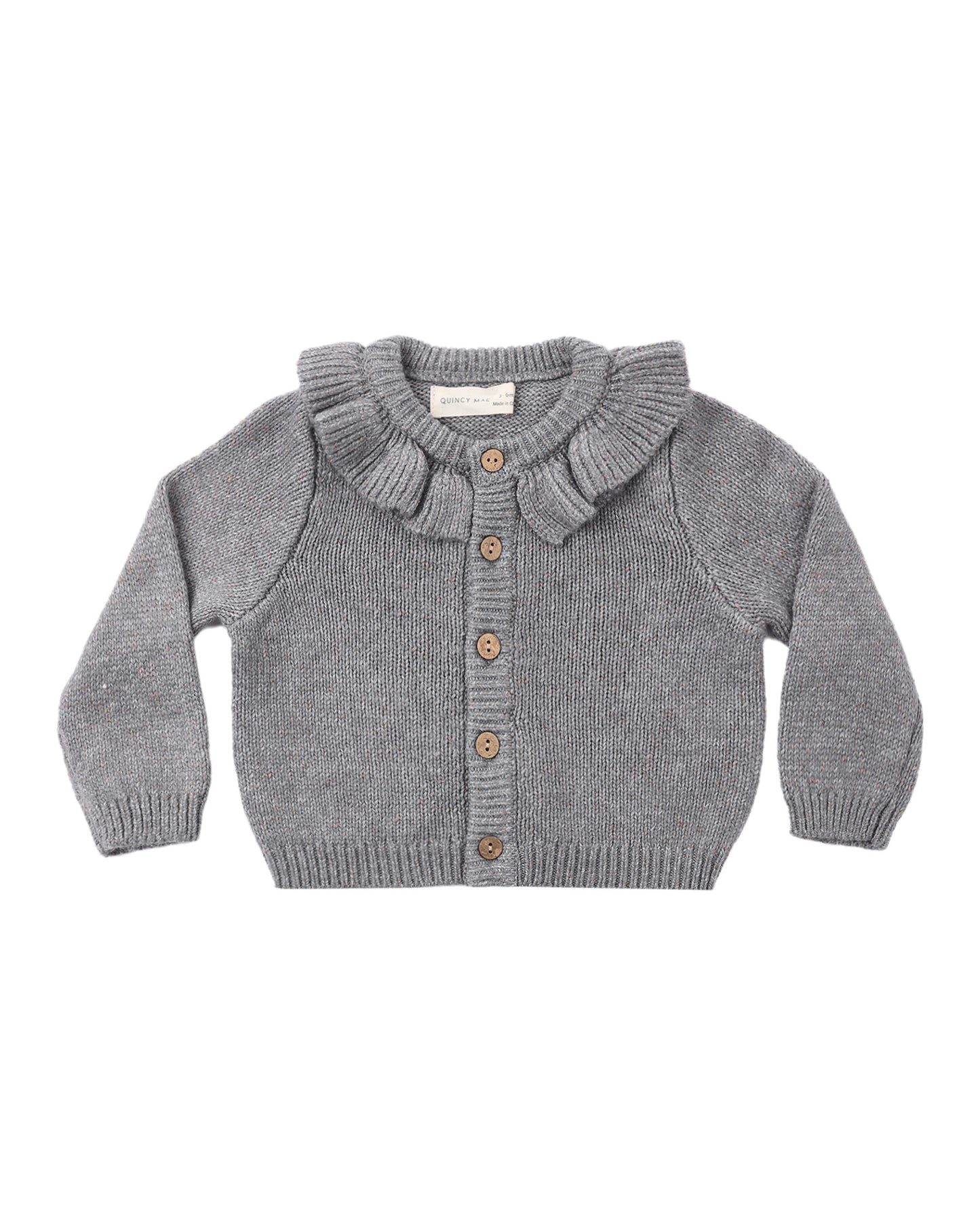 Quincy Mae - Ruffle Collar Cardigan - Heathered Slate