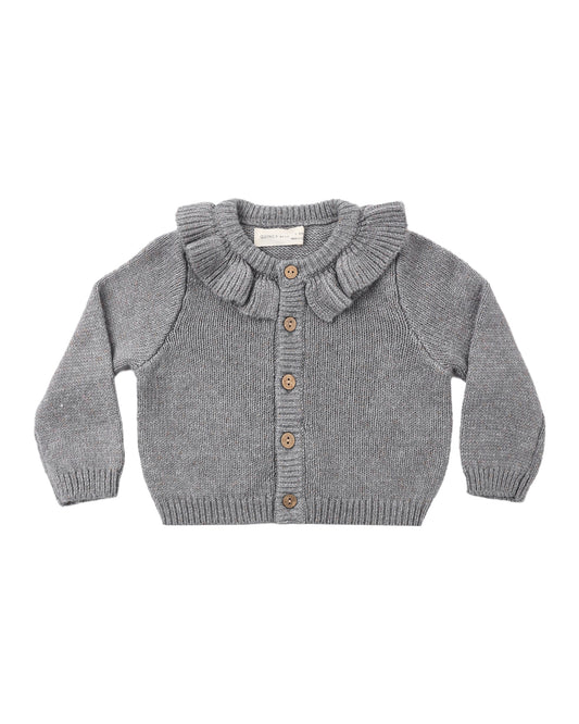 Quincy Mae - Ruffle Collar Cardigan - Heathered Slate