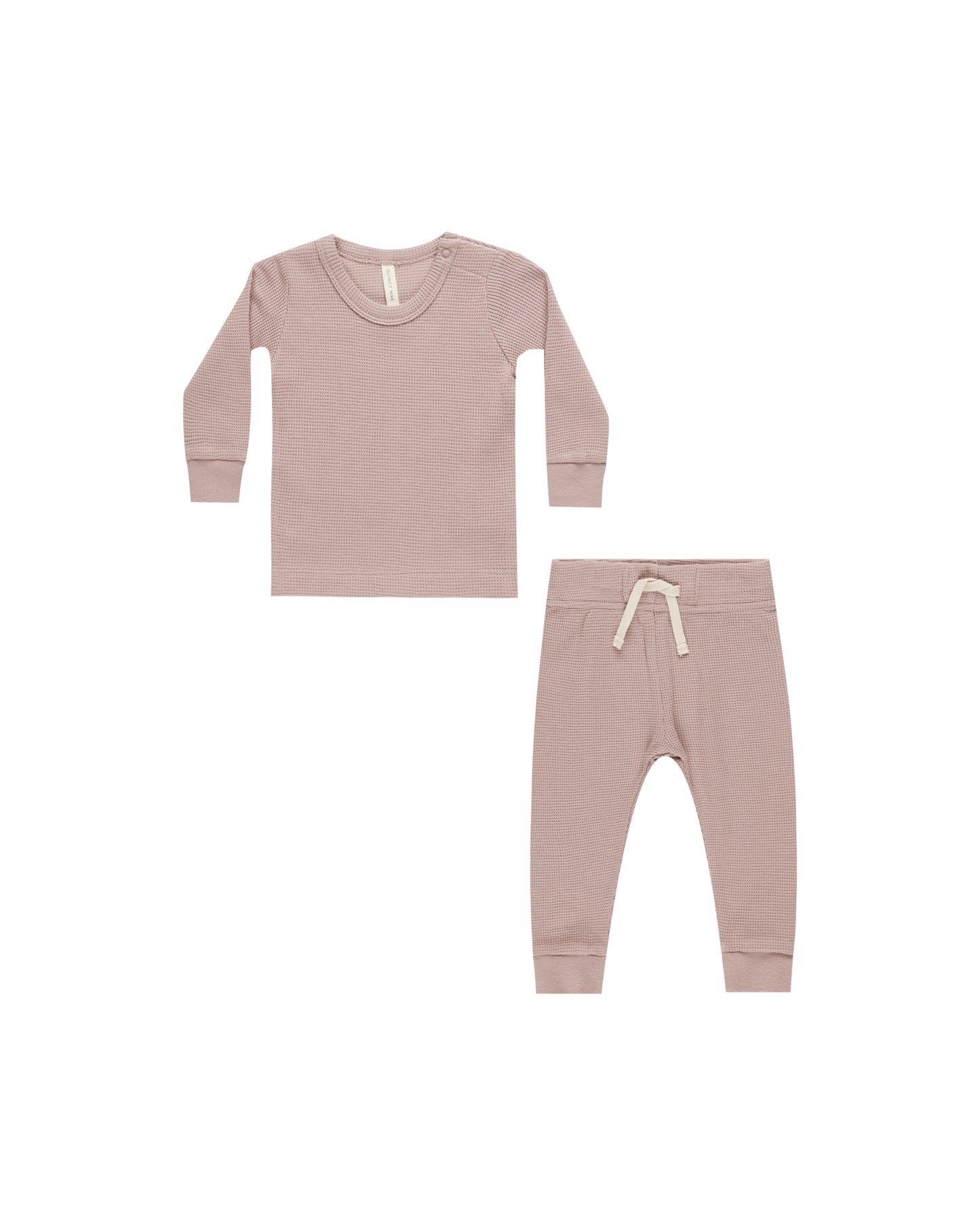 Quincy Mae - Waffle Top + Pant Set - Mauve