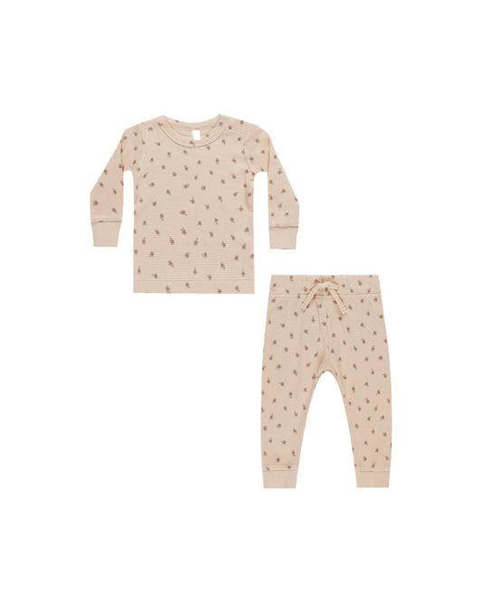 Quincy Mae - Waffle Top + Pant Set - Blossom