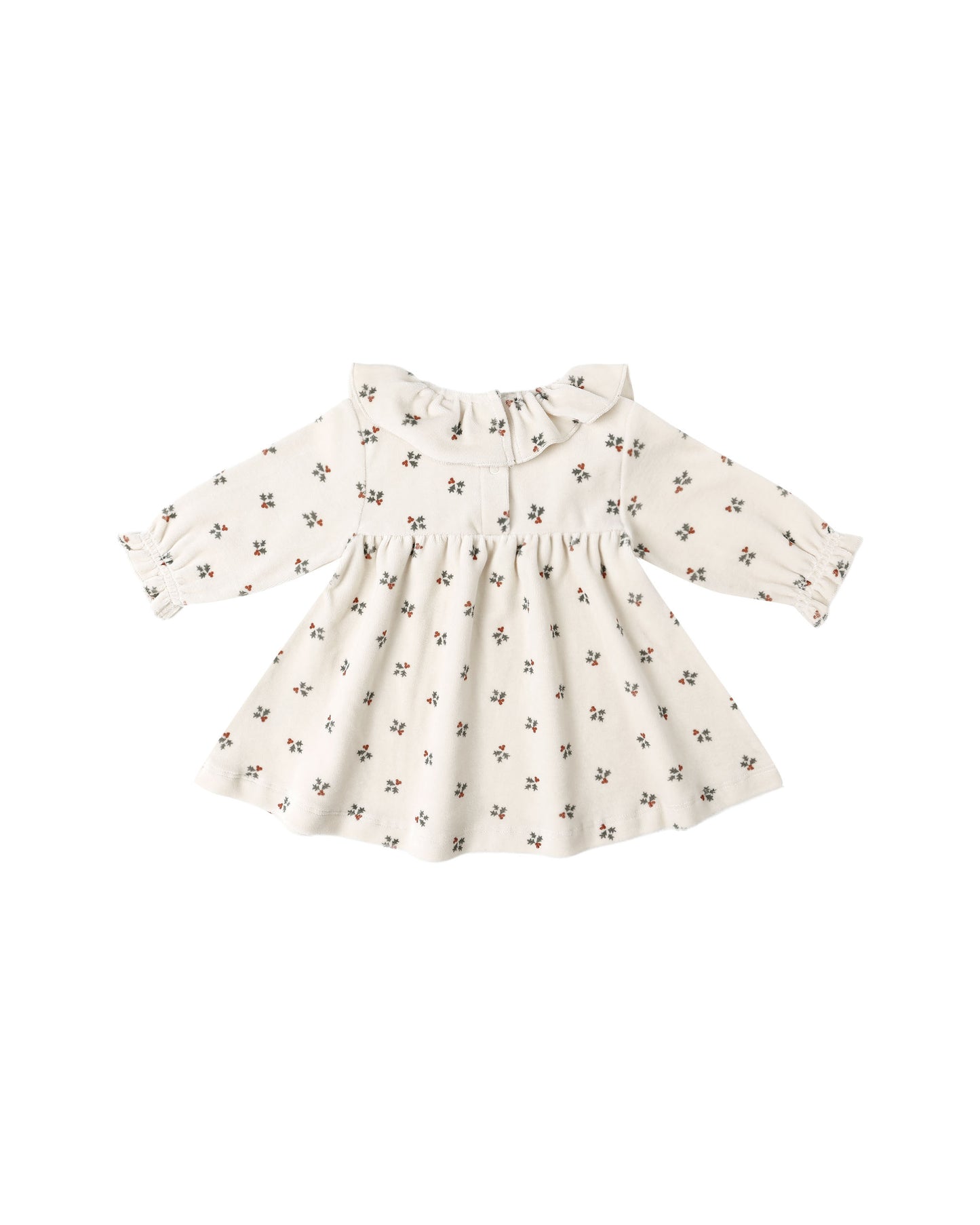 Quincy Mae - Velour Baby Dress - Holly Berry