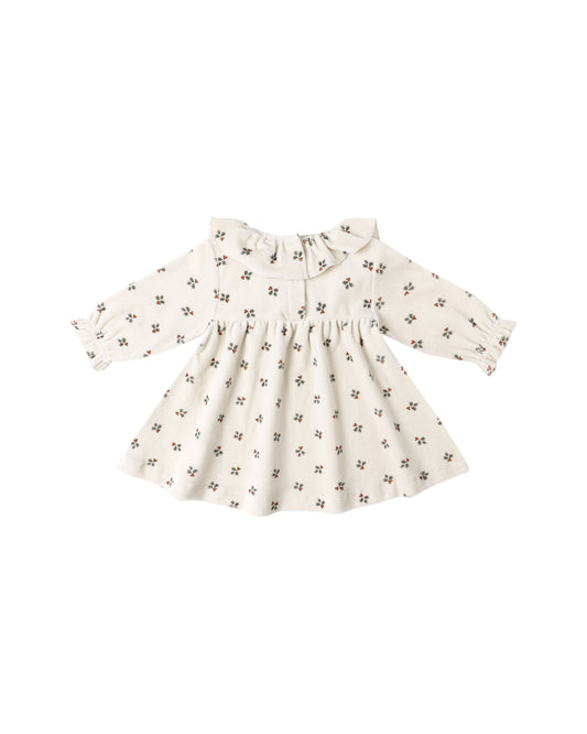 Quincy Mae - Velour Baby Dress - Holly Berry