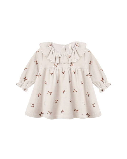 Quincy Mae - Velour Baby Dress - Red Bows