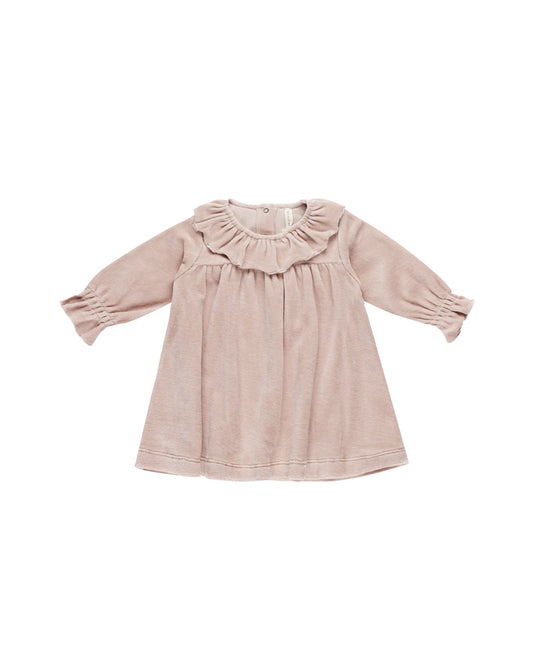 Quincy Mae - Velour Baby Dress - Blush