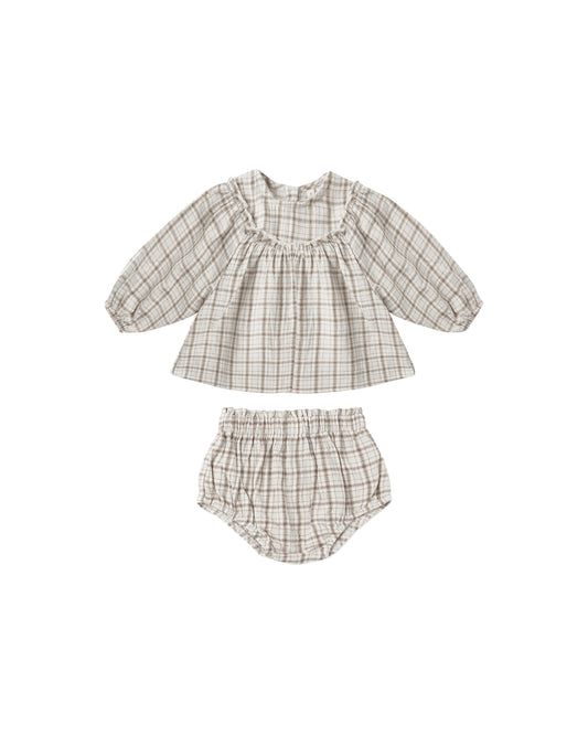 Quincy Mae - Mia Top + Bloomer Set - Blue Plaid