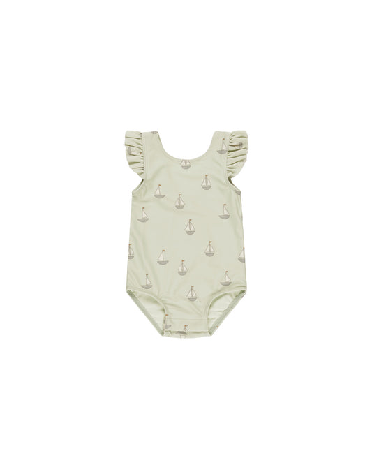 Quincy Mae - Scoop Back One-Piece - Sailboats