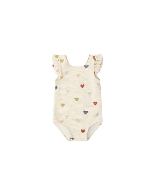 Quincy Mae - Scoop Back One-Piece Swimsuit - Confetti Hearts
