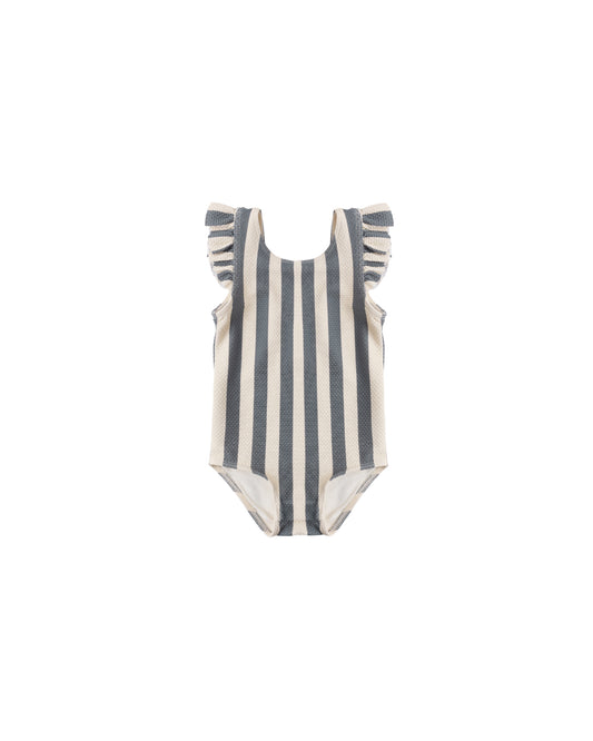 Quincy Mae - Scoop Back One-Piece Swimsuit - Retro Ocean Stripe