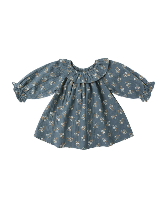 Quincy Mae - Long Sleeve Isla Dress - Blue Floral