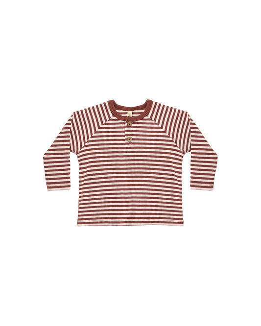 Quincy Mae - Henley Knit Top - Candy Stripe