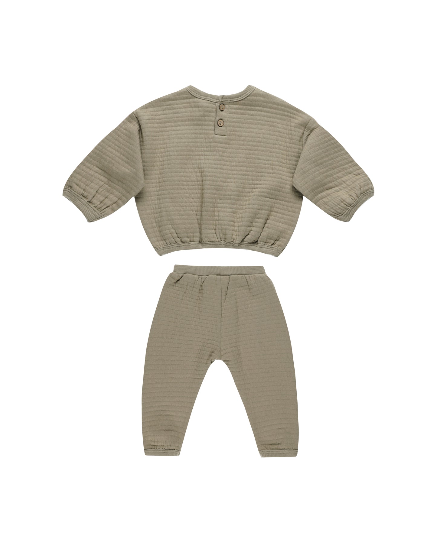 Quincy Mae - Textured Sweat Set - Olive