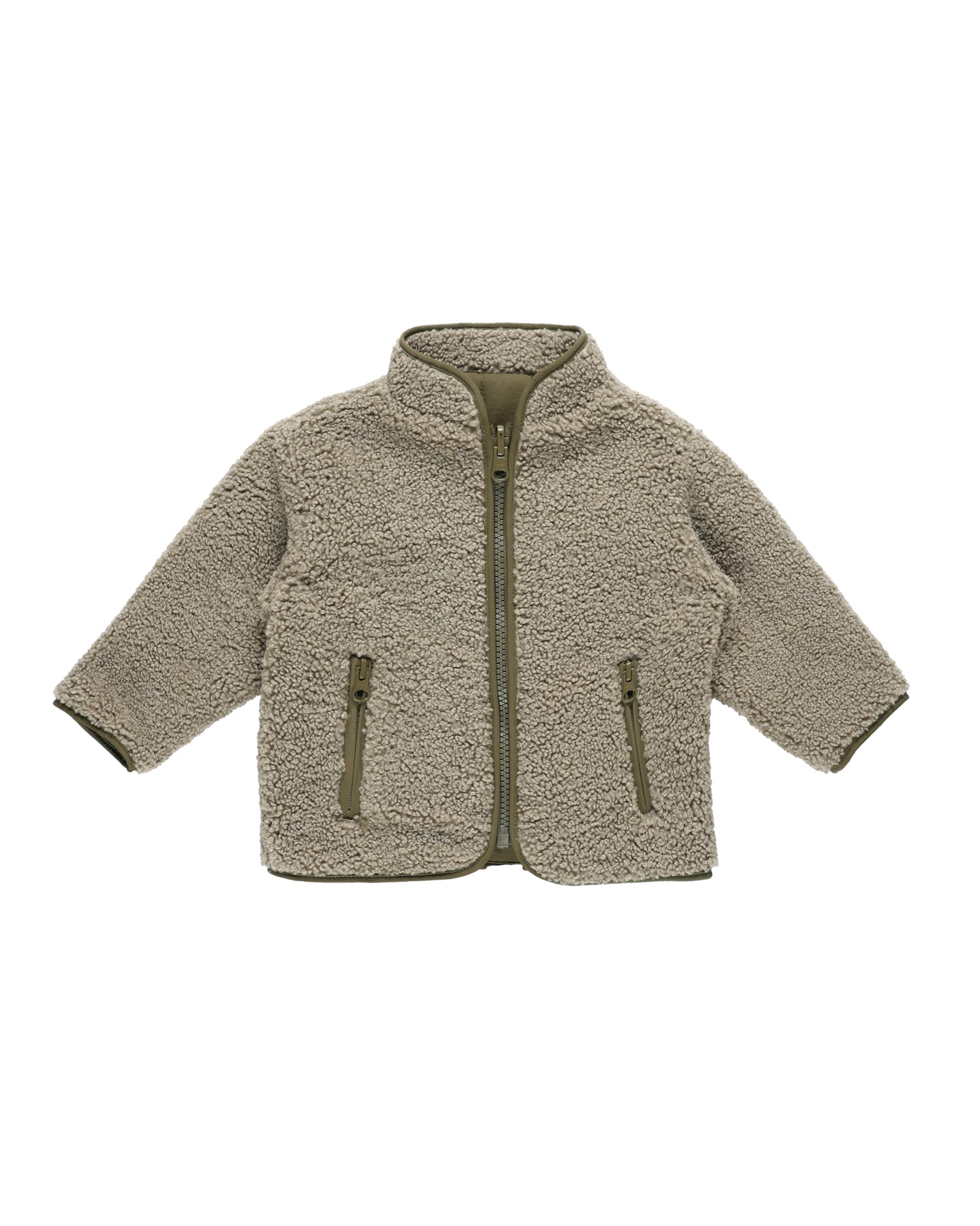 Quincy Mae - Shearling Zip Jacket - Olive