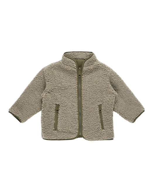 Quincy Mae - Shearling Zip Jacket - Olive