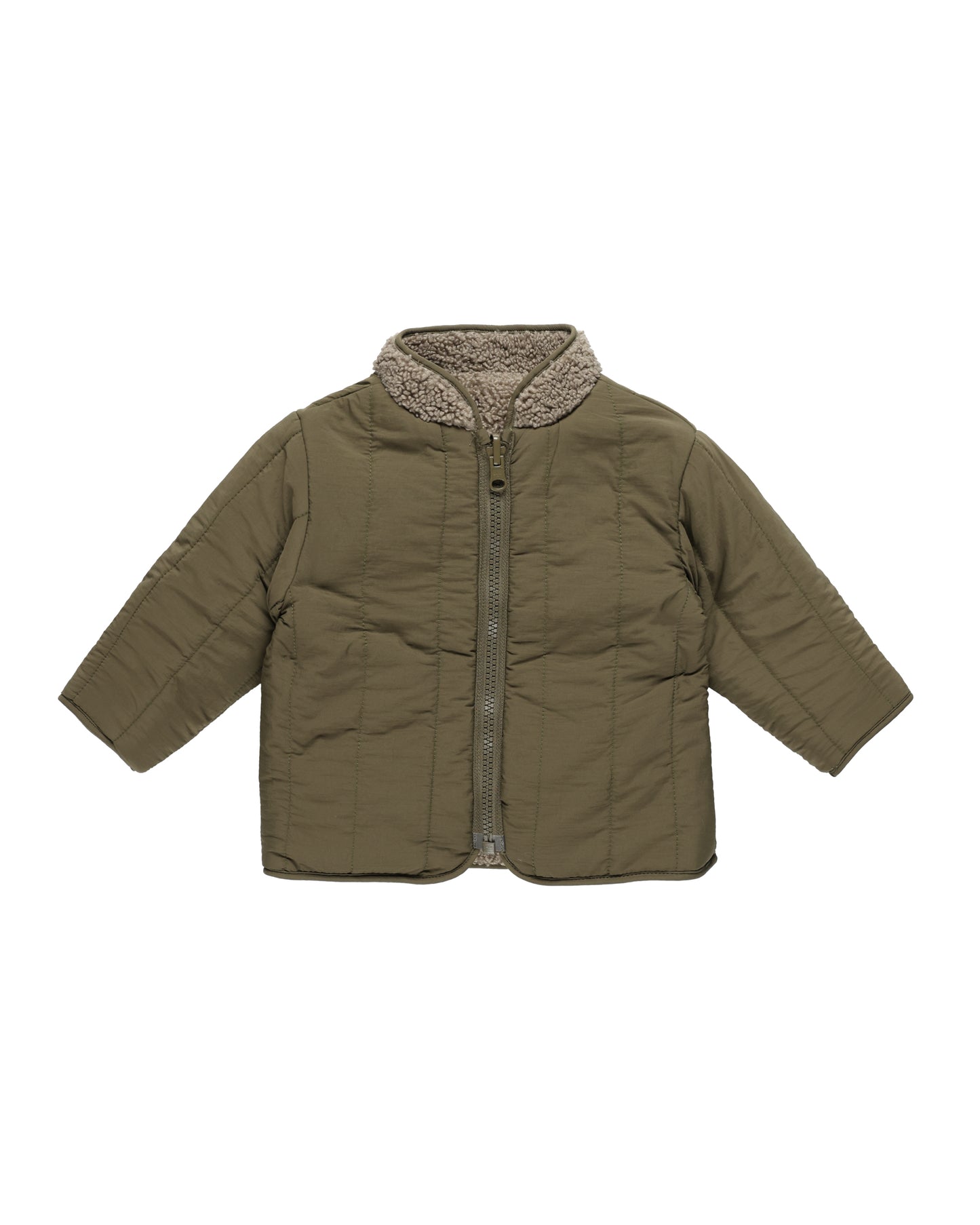 Quincy Mae - Shearling Zip Jacket - Olive