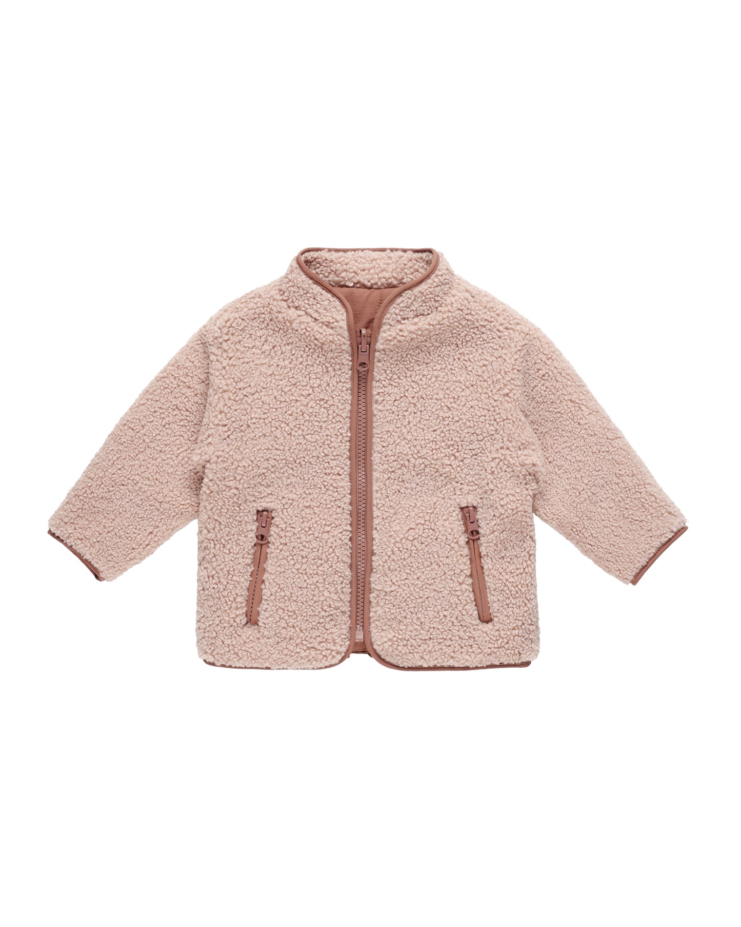 Quincy Mae - Shearling Zip Jacket - Blush