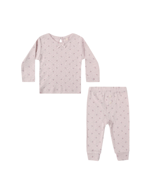 Quincy Mae - Pointelle Long Sleeve Tee + Legging - Lilac Ditsy