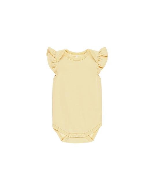 Quincy Mae - Flutter Sleeve Bodysuit  - Yellow