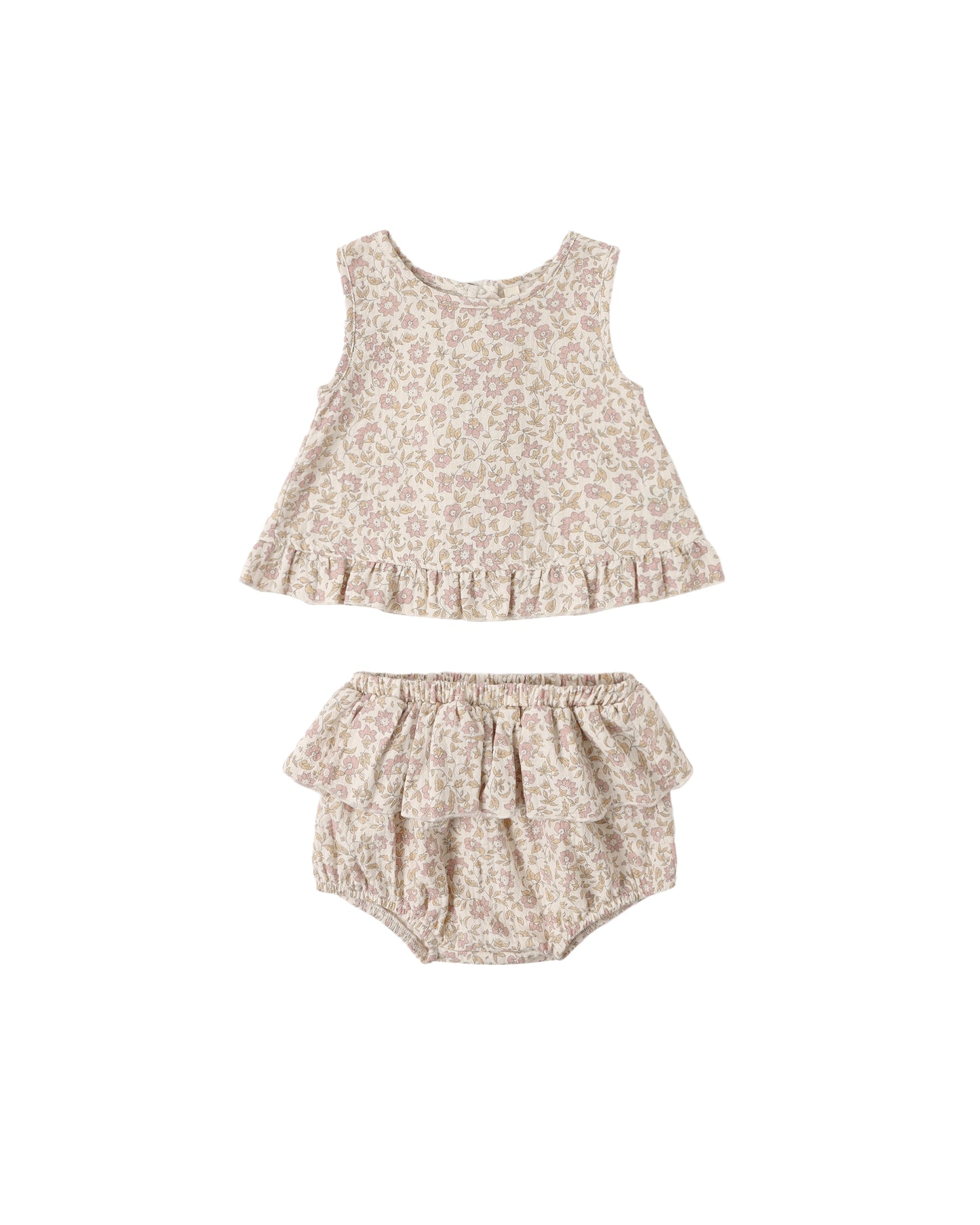 Quincy Mae - Ruffled Tulip Top + Bloomer Set - Dahlia