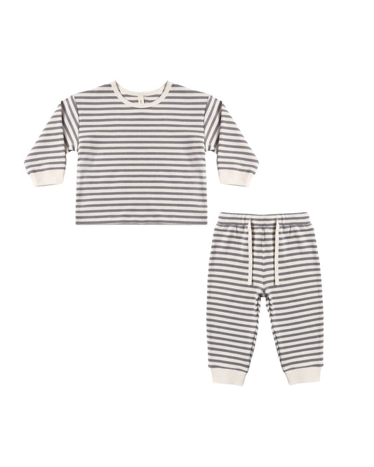 Quincy Mae - Cozy Set - Slate Stripe