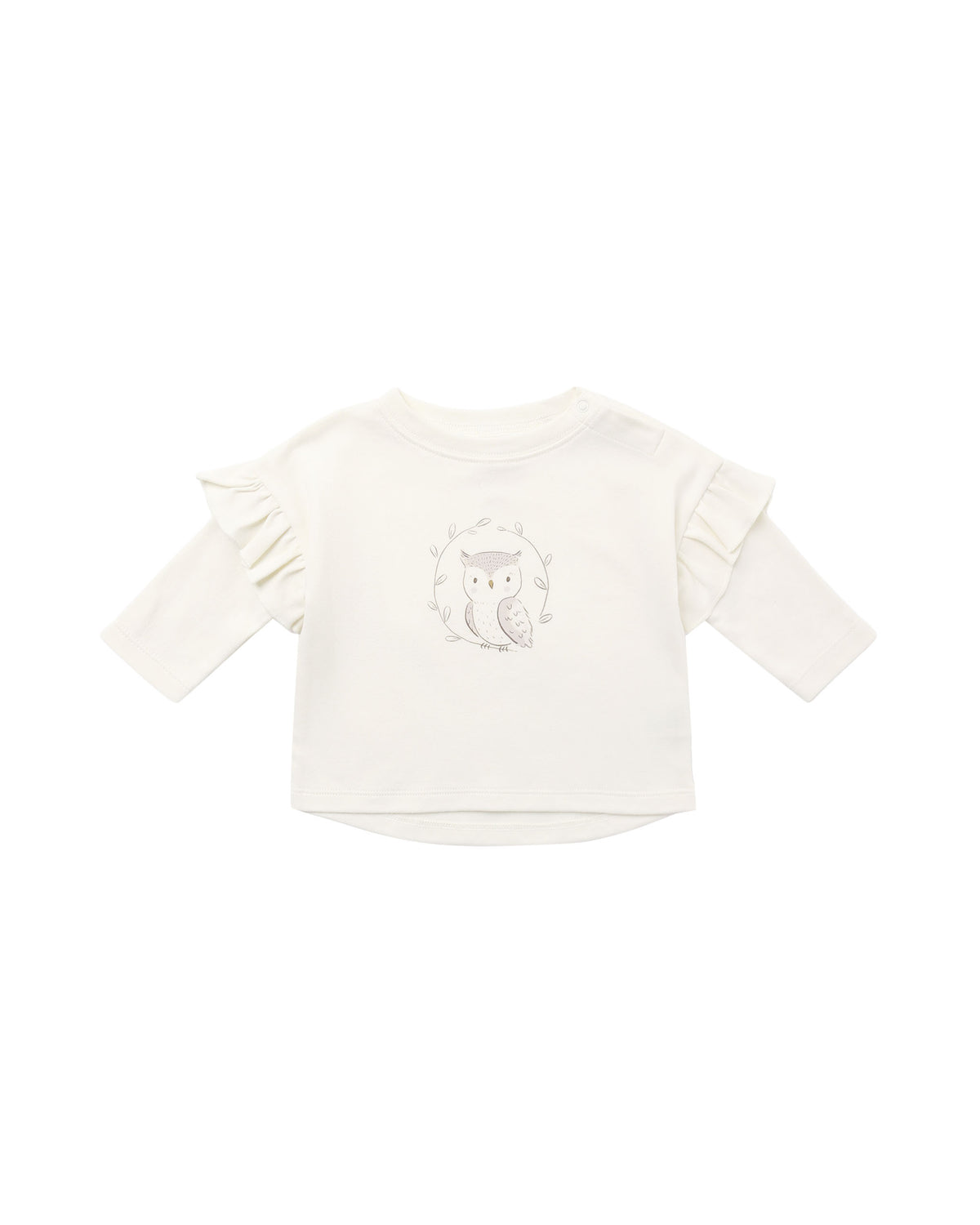 Quincy Mae - Ruffle Long Sleeve Tee - Baby Owl